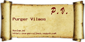 Purger Vilmos névjegykártya